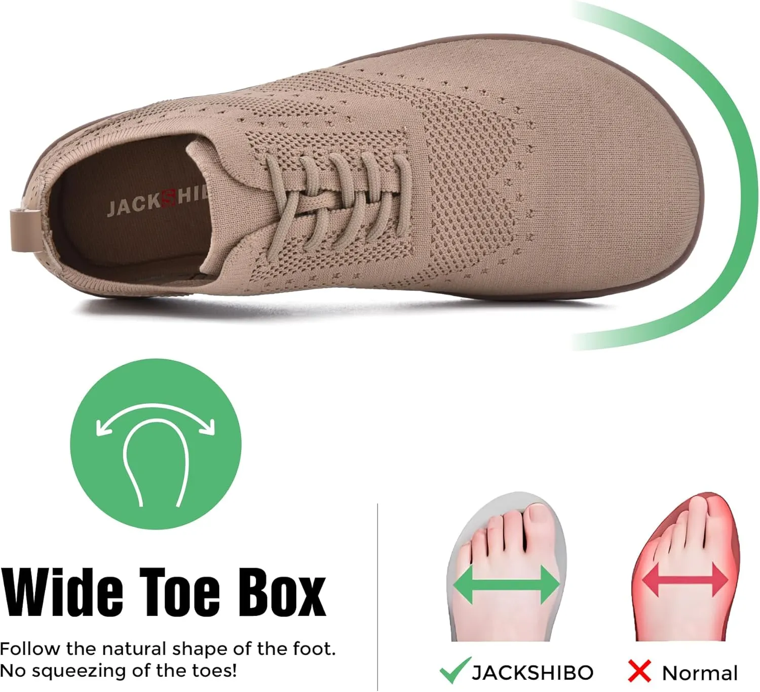 JACKSHIBO Barefoot Shoes for Men Slip on Shoes Minimalist Walking Sneakers Wide Toe Box Zero Drop Sole