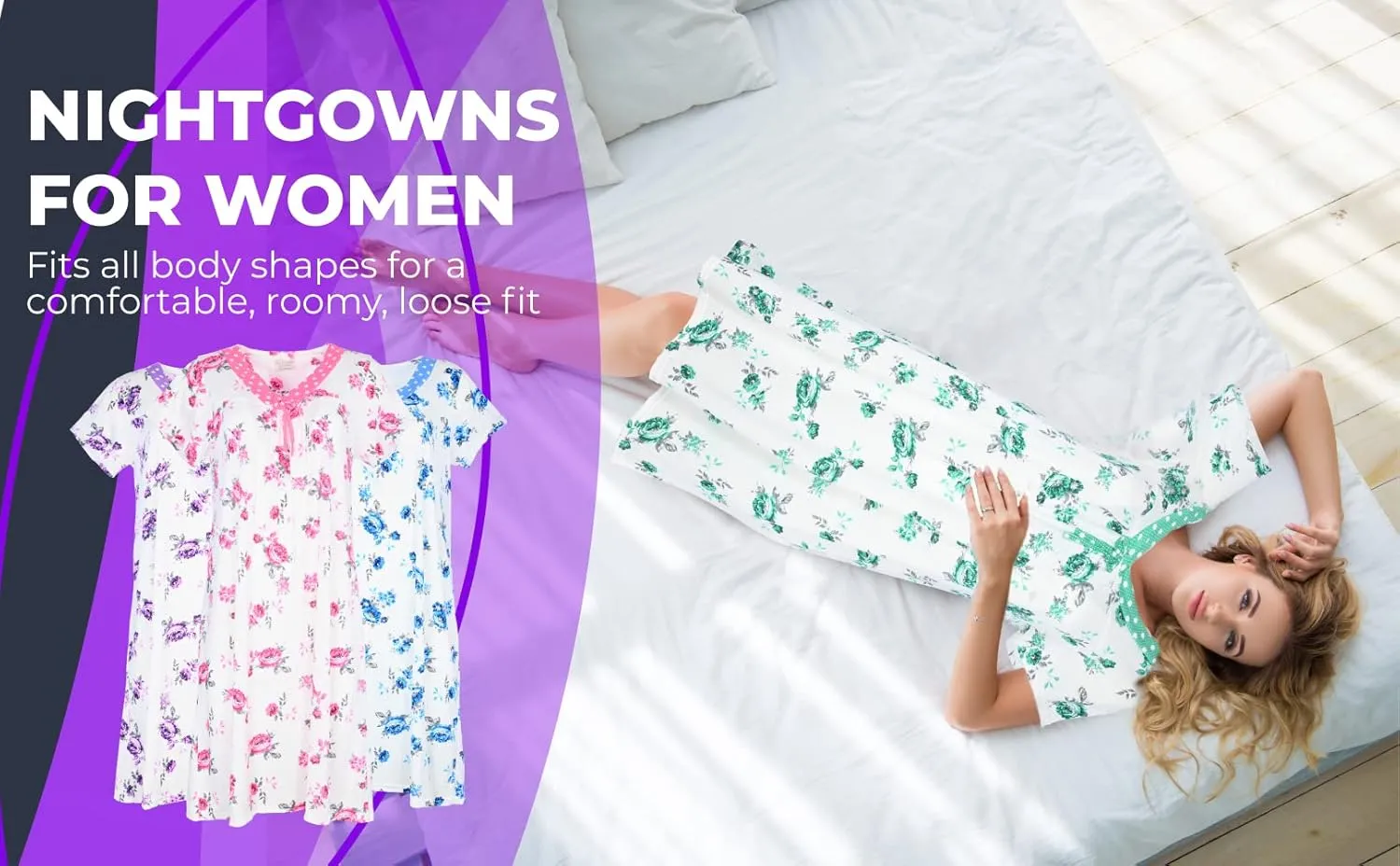 JEFFRICO Womens Nightgowns Sleepwear Soft Pajama Dress Nightshirts