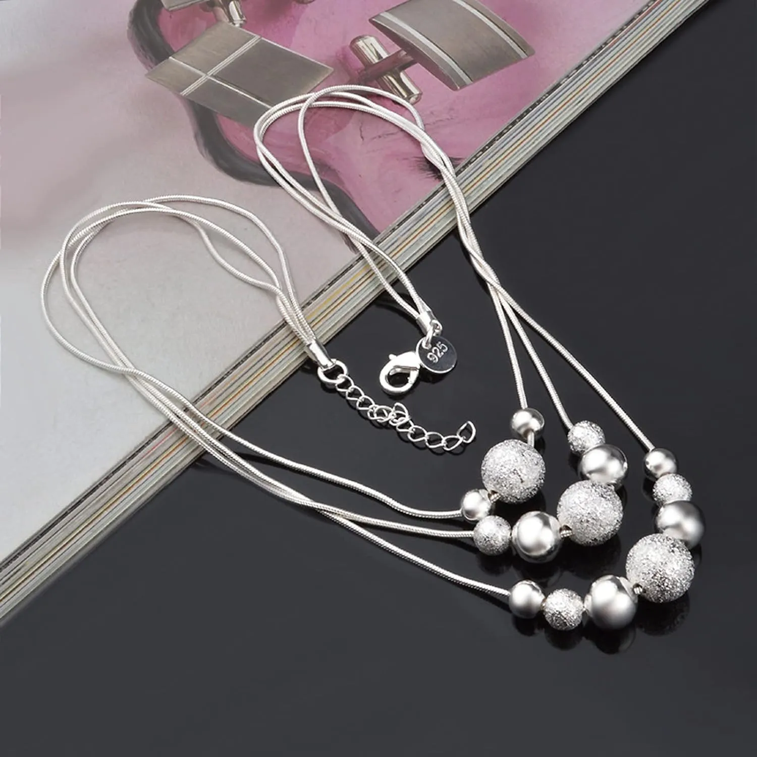 Jewelry for Women Multilayer Women Girl Double Necklace Pendant Fashion Layered Silver Necklace Accessory