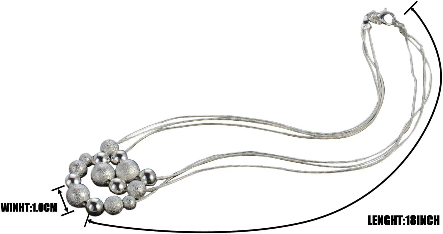 Jewelry for Women Multilayer Women Girl Double Necklace Pendant Fashion Layered Silver Necklace Accessory