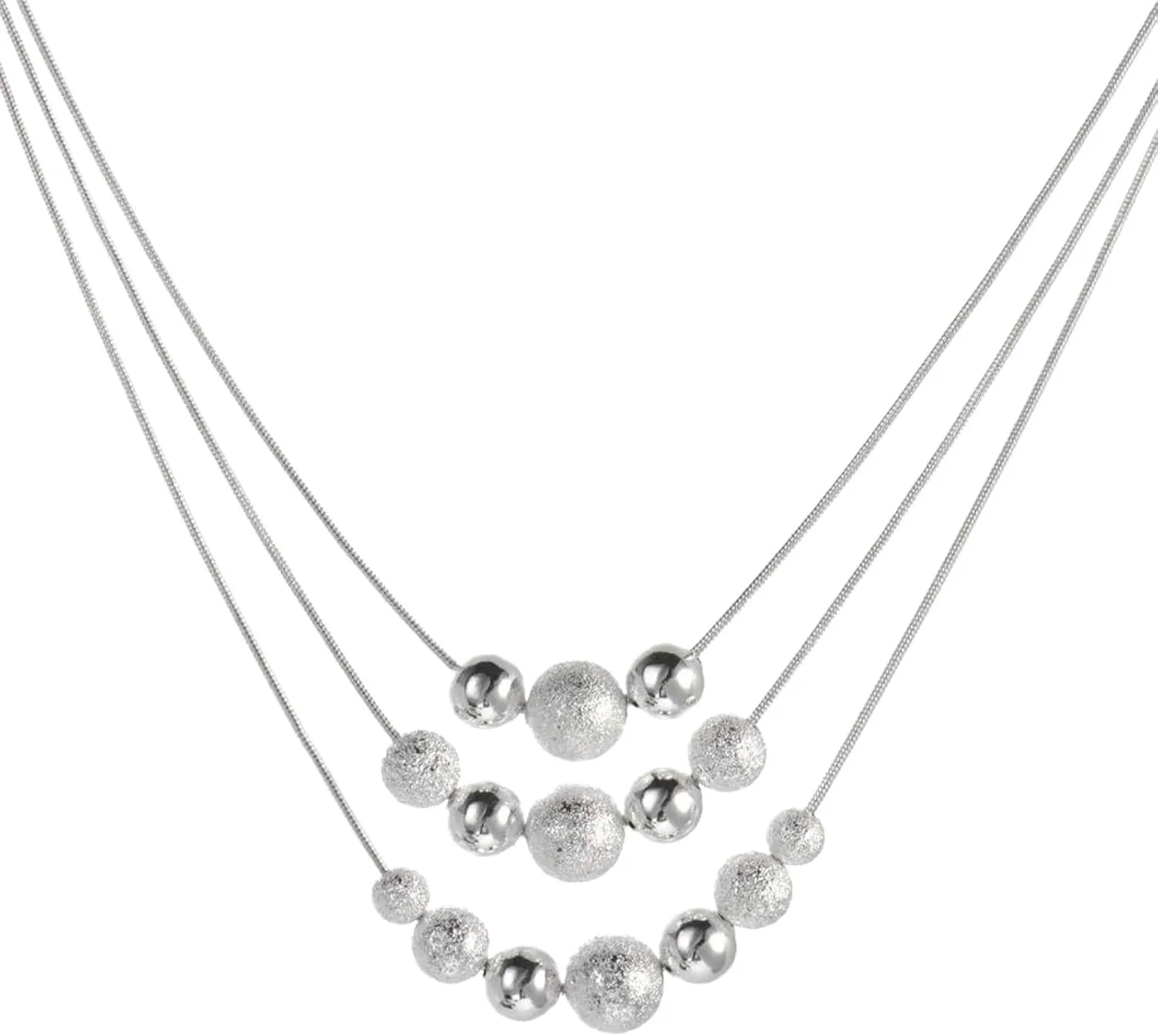Jewelry for Women Multilayer Women Girl Double Necklace Pendant Fashion Layered Silver Necklace Accessory