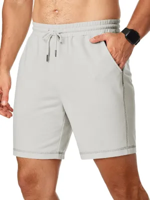 JMIERR Mens Gym Shorts Cotton 7" Running Comfy Workout Shorts Zipper Pocket Sweat Shorts