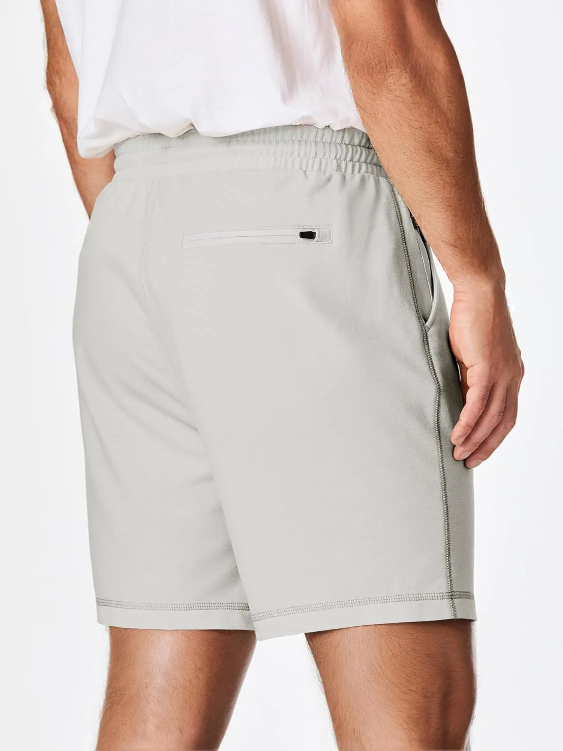 JMIERR Mens Gym Shorts Cotton 7" Running Comfy Workout Shorts Zipper Pocket Sweat Shorts