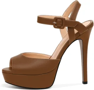 Joseywade Platform Stiletto Heels Women's Peep Toe High Heel Heeled Sandals 5.5 Inch Party Dance Dressy Ankle Strap Shoes