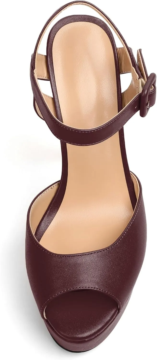 Joseywade Platform Stiletto Heels Women's Peep Toe High Heel Heeled Sandals 5.5 Inch Party Dance Dressy Ankle Strap Shoes