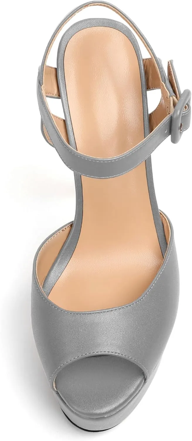 Joseywade Platform Stiletto Heels Women's Peep Toe High Heel Heeled Sandals 5.5 Inch Party Dance Dressy Ankle Strap Shoes