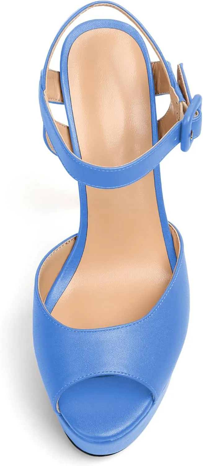 Joseywade Platform Stiletto Heels Women's Peep Toe High Heel Heeled Sandals 5.5 Inch Party Dance Dressy Ankle Strap Shoes