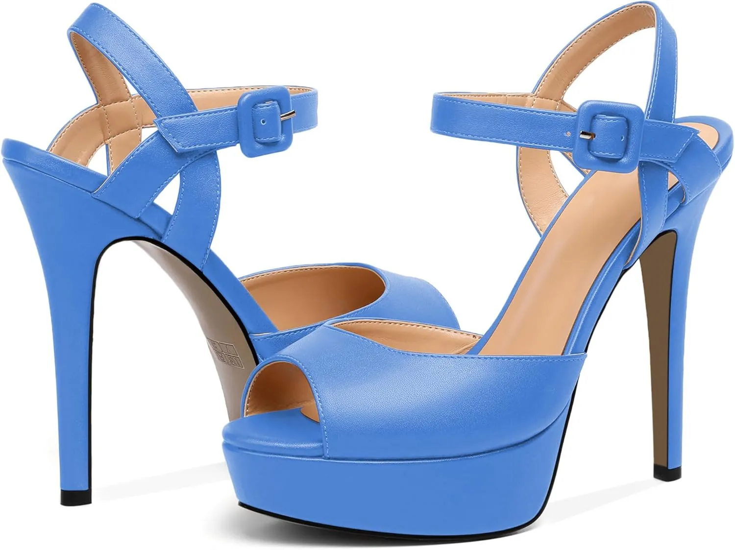 Joseywade Platform Stiletto Heels Women's Peep Toe High Heel Heeled Sandals 5.5 Inch Party Dance Dressy Ankle Strap Shoes