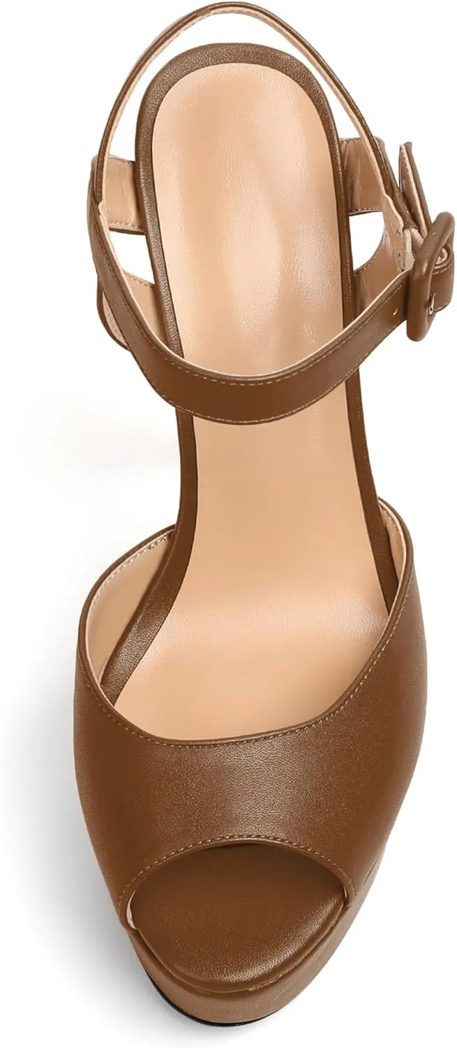 Joseywade Platform Stiletto Heels Women's Peep Toe High Heel Heeled Sandals 5.5 Inch Party Dance Dressy Ankle Strap Shoes