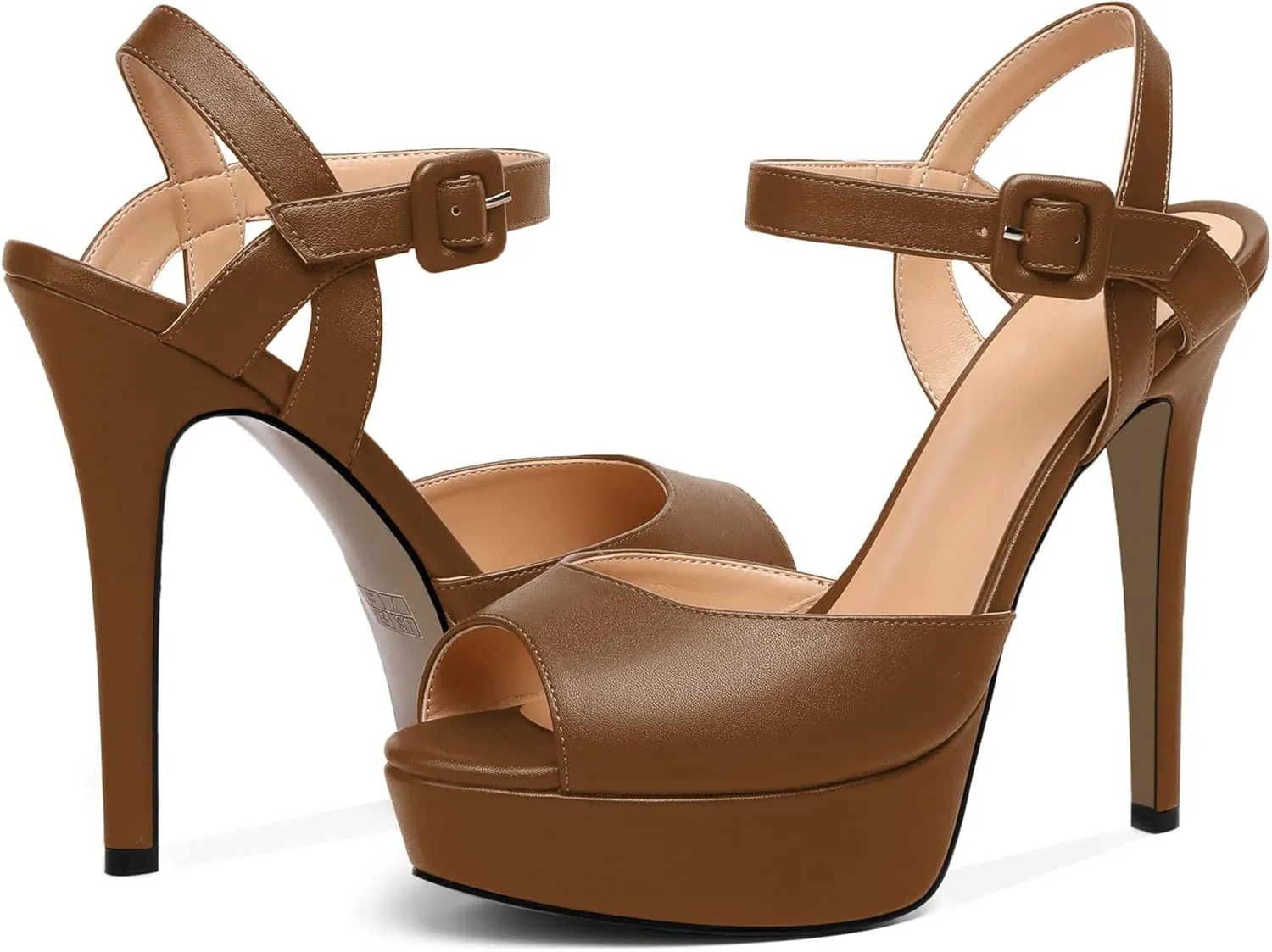 Joseywade Platform Stiletto Heels Women's Peep Toe High Heel Heeled Sandals 5.5 Inch Party Dance Dressy Ankle Strap Shoes
