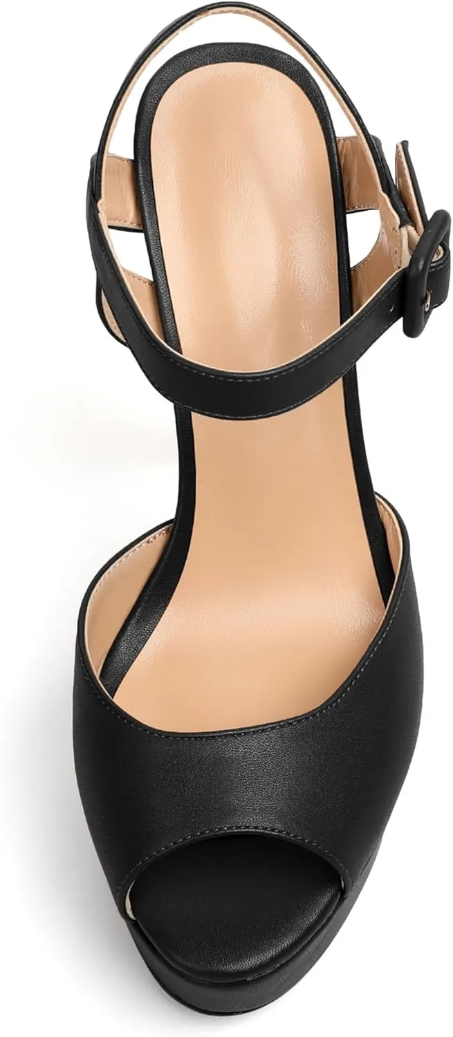 Joseywade Platform Stiletto Heels Women's Peep Toe High Heel Heeled Sandals 5.5 Inch Party Dance Dressy Ankle Strap Shoes