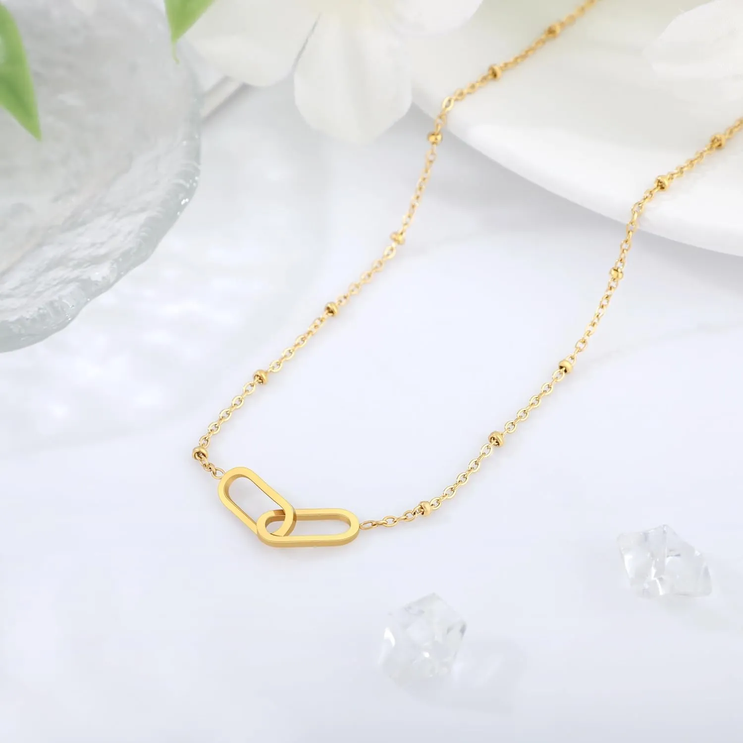 JoycuFF Gold Necklaces for Women Paperclip Chain Pendant Choker Necklace Birthday Gifts for Women Mom Daughter Sister Necklaces