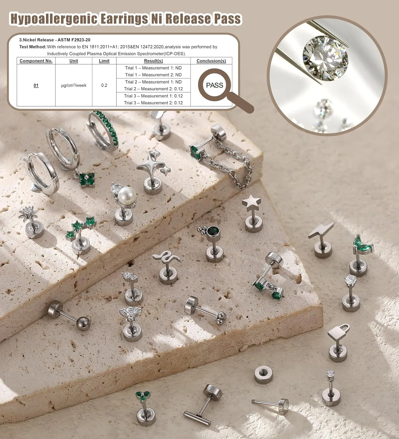 Jstyle Hypoallergenic Earrings for Sensitive Ears Surgical Stainless Steel Earrings for Women Dainty Flat Back Earring Studs Hoop Cartilage Earring Set for Multiple Piercing