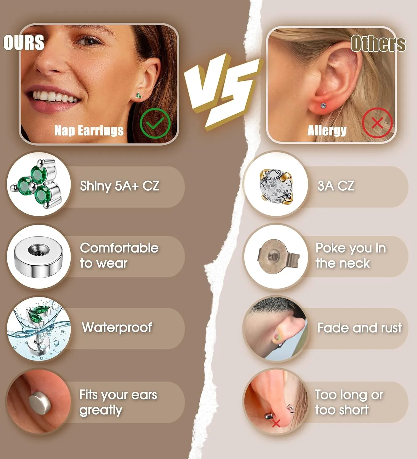 Jstyle Hypoallergenic Earrings for Sensitive Ears Surgical Stainless Steel Earrings for Women Dainty Flat Back Earring Studs Hoop Cartilage Earring Set for Multiple Piercing