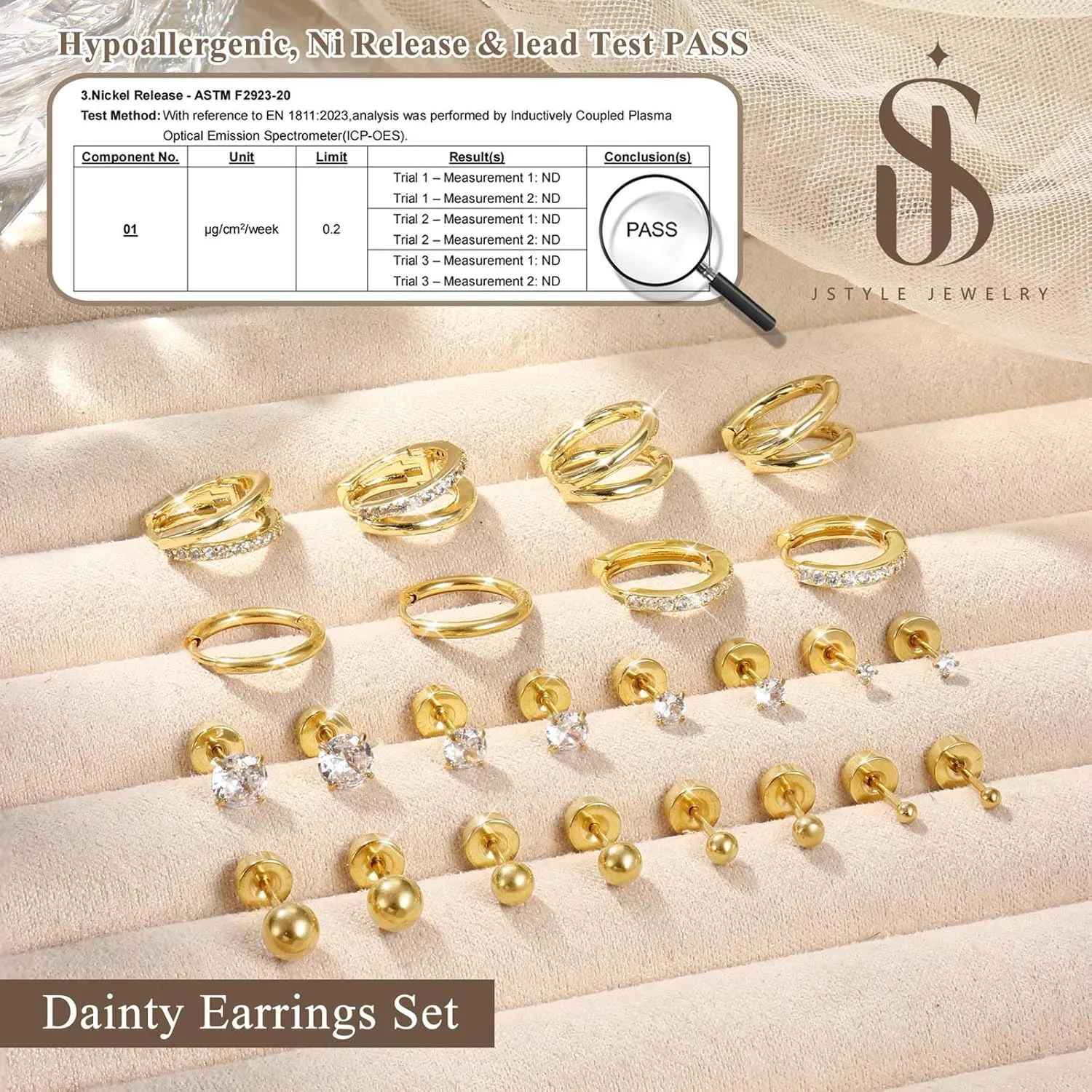 Jstyle Hypoallergenic Gold Stud Hoop Earrings for Women Men Surgical Stainless Steel Flat Back Earrings Small 14K Gold Huggie Hoops Cartilage Earring Set for Multiple Piercing Jewelry Gifts for Women