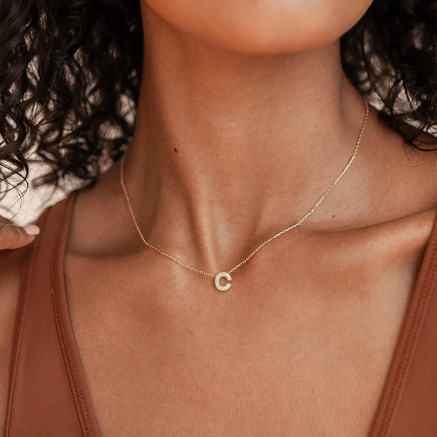 KAERUN Initial Necklaces for Women Dainty Gold Letter Necklace Simple CZ Initial Choker Necklace Tiny Letter Pendant Monogram Name Necklaces Trendy Gold Alphabet Necklaces for Teen Girls Gift