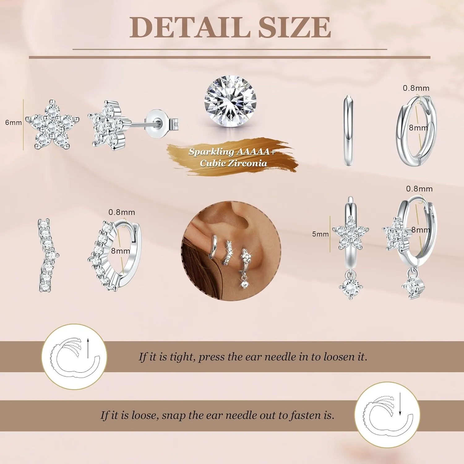 Kakonia Gold Hoop Earrings Set for Women Hypoallergenic 18k Gold Plated Dangle Hoop Huggie Stud Earring Stacks Pack Dainty Earings Cartilage Piercing Jewelry Silver