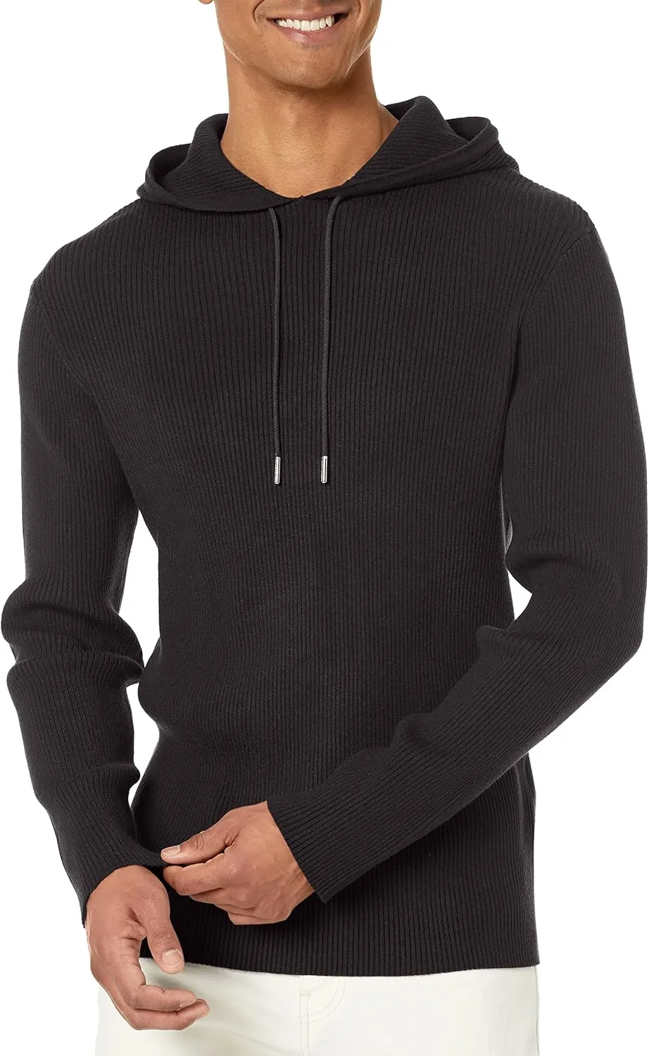Karl Lagerfeld Paris Men's Soft Ribbed Sweater Hoodie