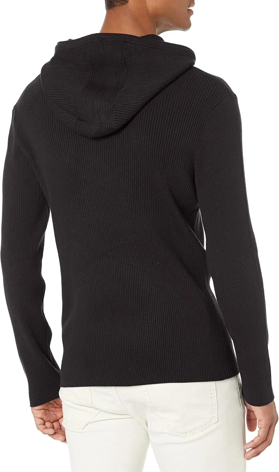 Karl Lagerfeld Paris Men's Soft Ribbed Sweater Hoodie