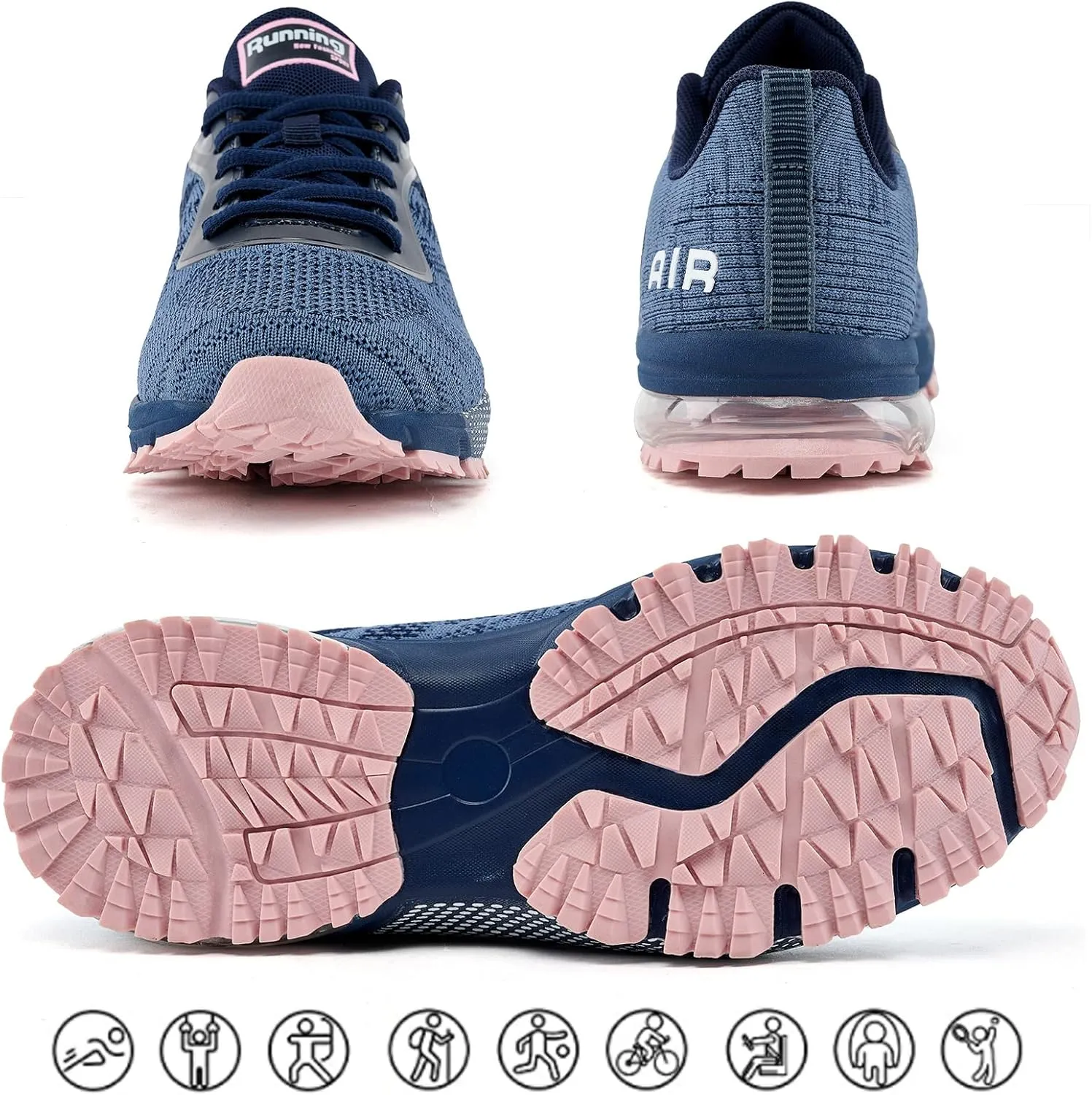 KPP Running Shoes, Black/Purple, Breathable Mesh, Cushioning