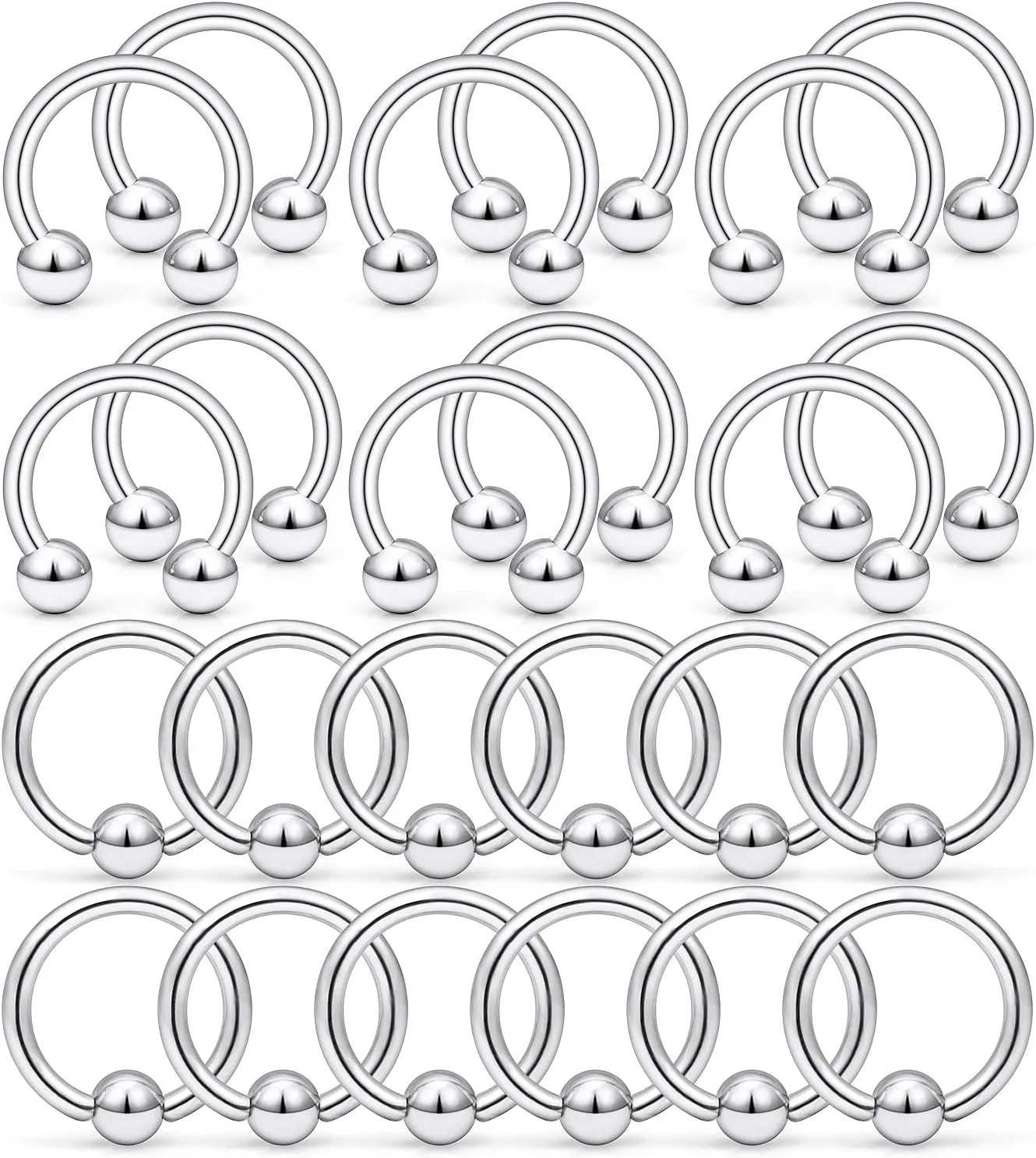 Kridzisw 14G Septum Nose Rings Eyebrow lip Rings Lobe Earrings Hoop 316L Surgical Steel Cartilage Helix Tragus Rook Daith Earrings Hoops Piercing Jewelry for Women Men 8mm 10mm 12mm 14mm 16mm 19mm