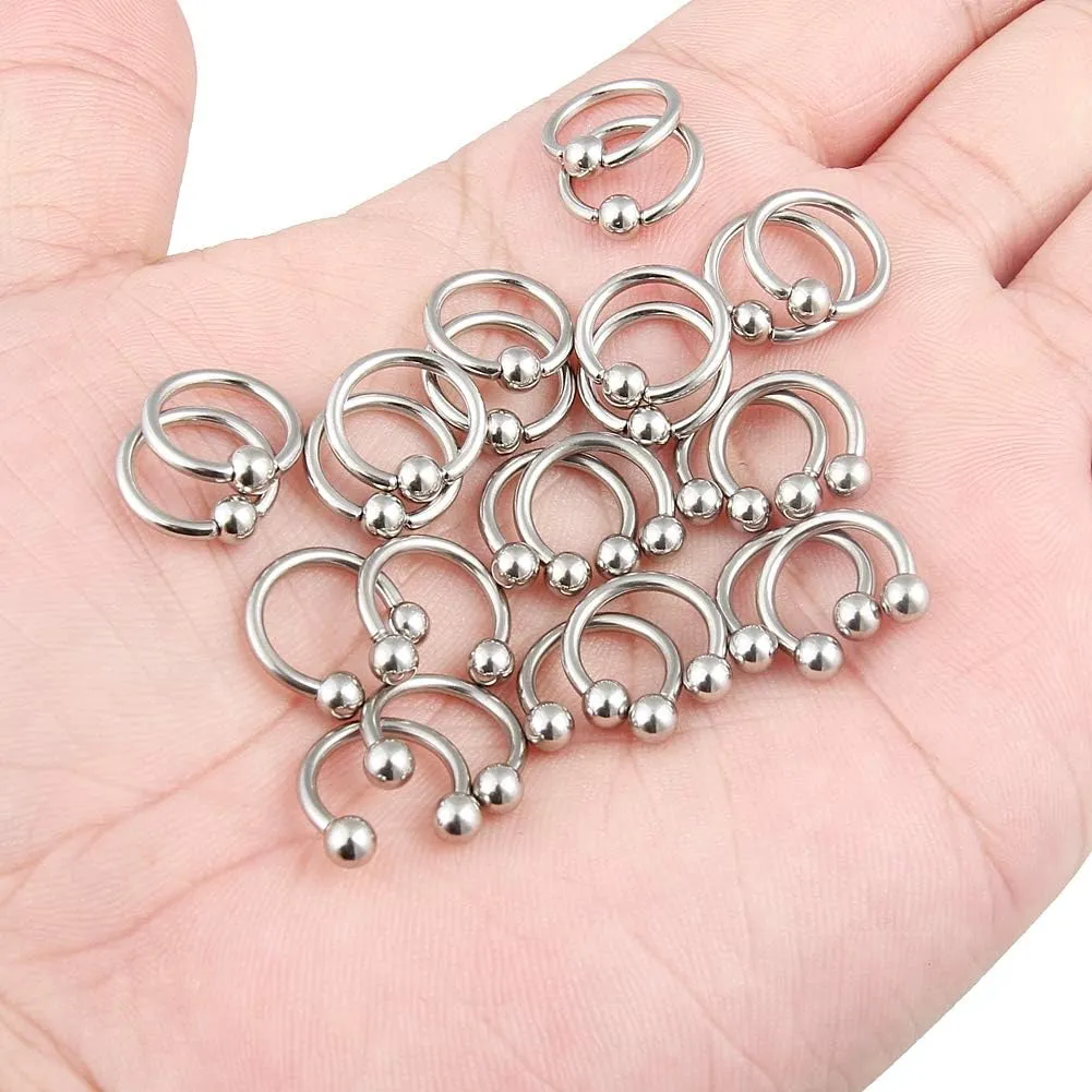 Kridzisw 14G Septum Nose Rings Eyebrow lip Rings Lobe Earrings Hoop 316L Surgical Steel Cartilage Helix Tragus Rook Daith Earrings Hoops Piercing Jewelry for Women Men 8mm 10mm 12mm 14mm 16mm 19mm