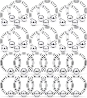 Kridzisw 14G Septum Nose Rings Eyebrow lip Rings Lobe Earrings Hoop 316L Surgical Steel Cartilage Helix Tragus Rook Daith Earrings Hoops Piercing Jewelry for Women Men 8mm 10mm 12mm 14mm 16mm 19mm