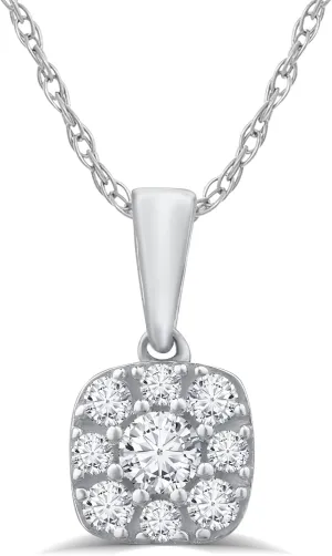 La Joya 1/4-1 Carat Lab Grown Diamond Necklaces For Women | 925 Sterling Silver Diamond Halo Necklace | Sparkling GH VS/SI Diamonds | Accompanied By Adjustable Silver Chain