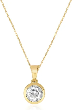 Lab Grown Bezel Diamond Necklaces For Women | Certified 1/4-1 Carat Solid 14k Gold Diamond Necklace Accompanied By Adjustable Real Gold Chain | Sparkling GH VS/SI Diamond Jewelry for Women