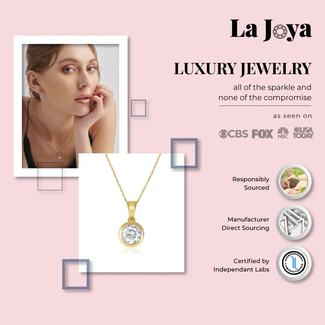Lab Grown Bezel Diamond Necklaces For Women | Certified 1/4-1 Carat Solid 14k Gold Diamond Necklace Accompanied By Adjustable Real Gold Chain | Sparkling GH VS/SI Diamond Jewelry for Women
