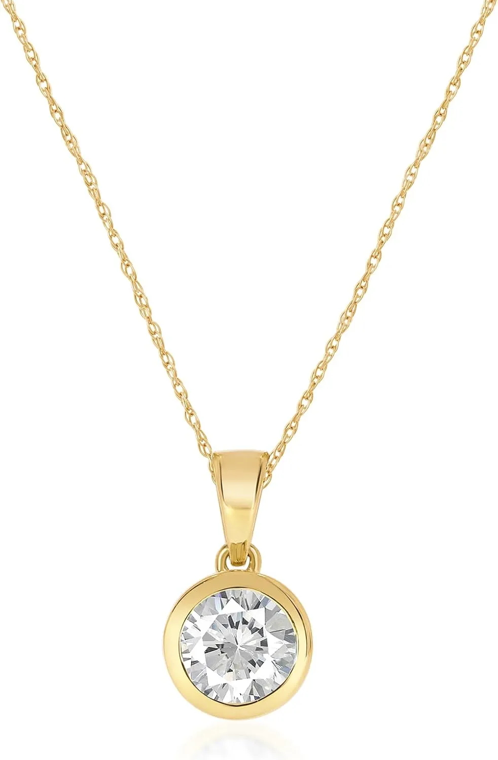 Lab Grown Bezel Diamond Necklaces For Women | Certified 1/4-1 Carat Solid 14k Gold Diamond Necklace Accompanied By Adjustable Real Gold Chain | Sparkling GH VS/SI Diamond Jewelry for Women