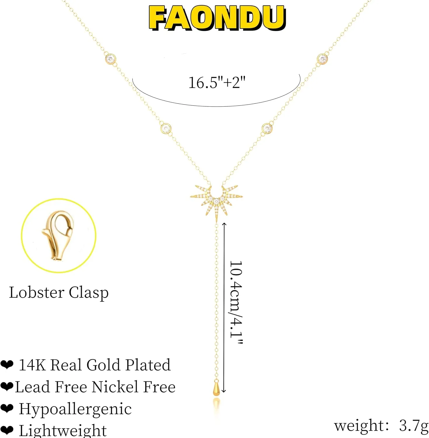 Lariat Long Necklace for Women Trendy Layered Y Necklace Dainty Pendant Drop Dangle Necklace Y-Shaped Necklace Simple CZ Necklace for Women Jewelry