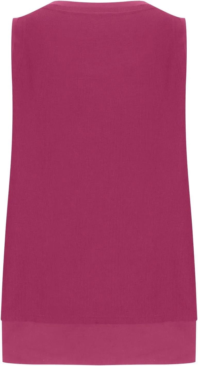 Lastesso Tank Tops for Women 2024 Crewneck Sleeveless Clothes Relaxed Size Solid Lounge Shirts Waffle Summer Beach Tops