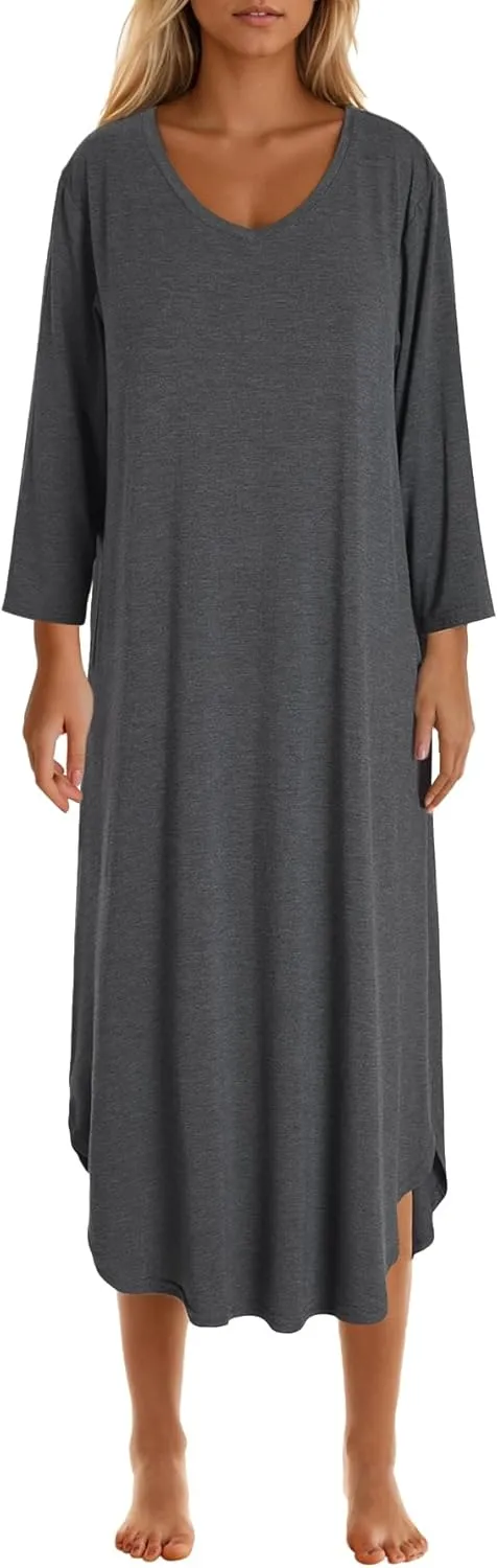 Latuza Women's Bamboo Viscose Nightgown Soft Long Sleepshirt