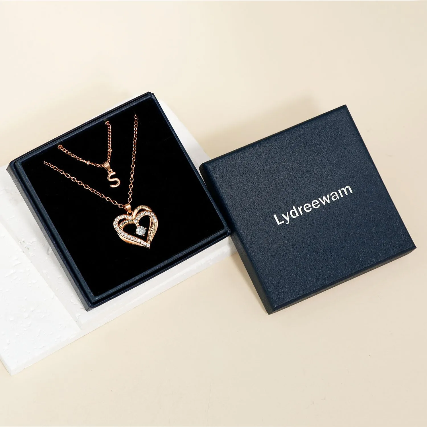 Layered Heart Necklaces for Women, 14k Gold Plated Layering Cubic Zirconia Heart Pendant Initial A-Z Choker Necklaces, Adjustable Chain Necklaces Jewelry Gift for Women Wife Mom