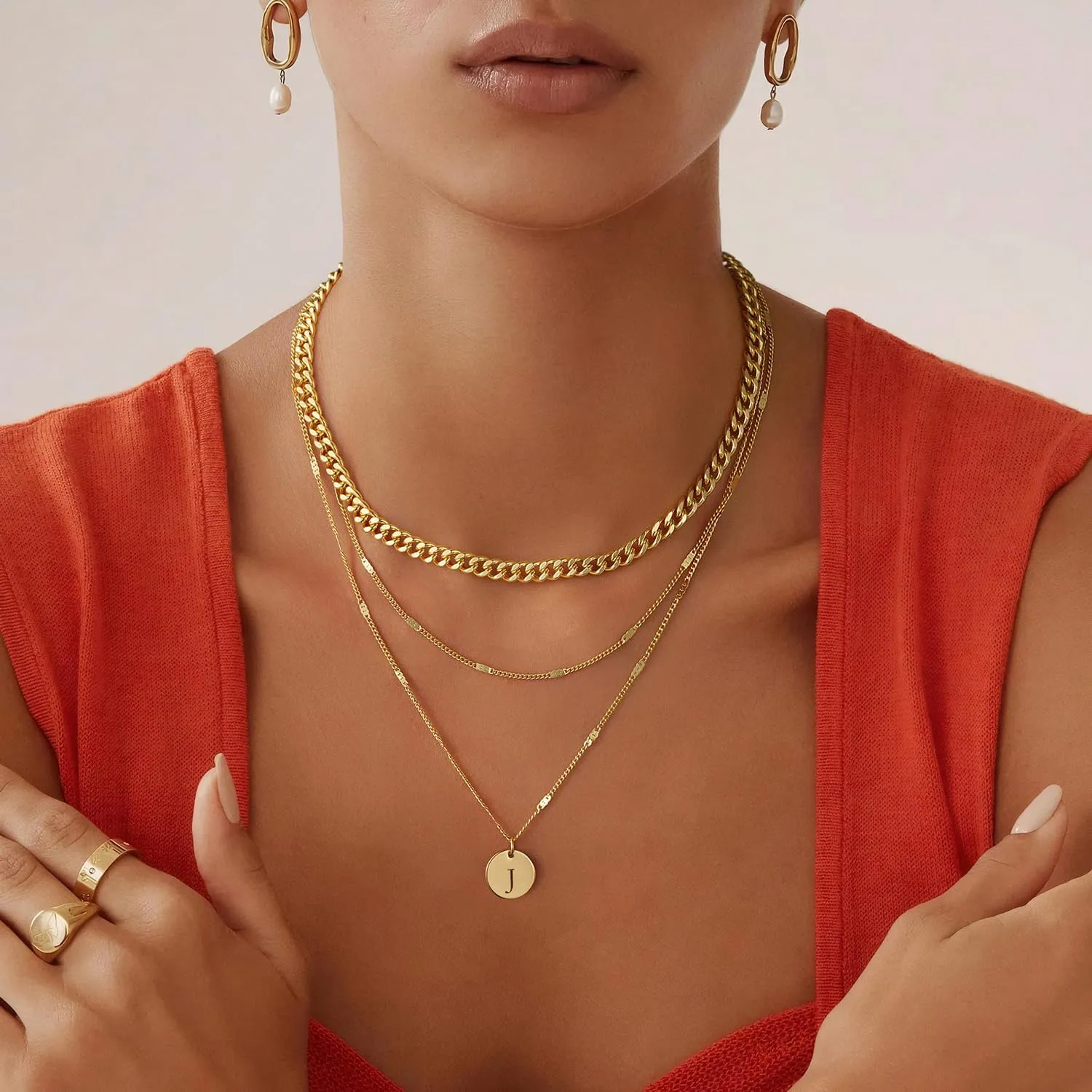 Layered Initial Necklaces for Women 14K Gold Plated Letter A-Z Pendant Necklace Cute Choker Necklace for Women Stackable Necklaces Name Necklaces Jewelry Gifts for Women Trendy