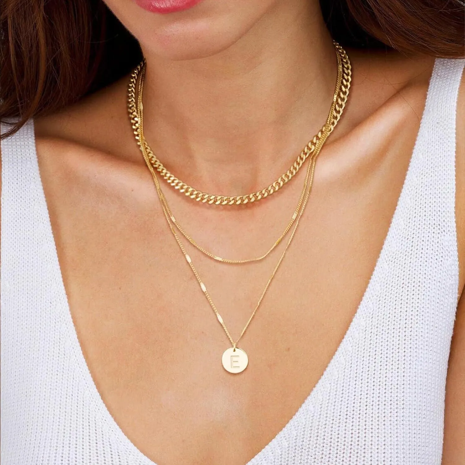 Layered Initial Necklaces for Women 14K Gold Plated Letter A-Z Pendant Necklace Cute Choker Necklace for Women Stackable Necklaces Name Necklaces Jewelry Gifts for Women Trendy