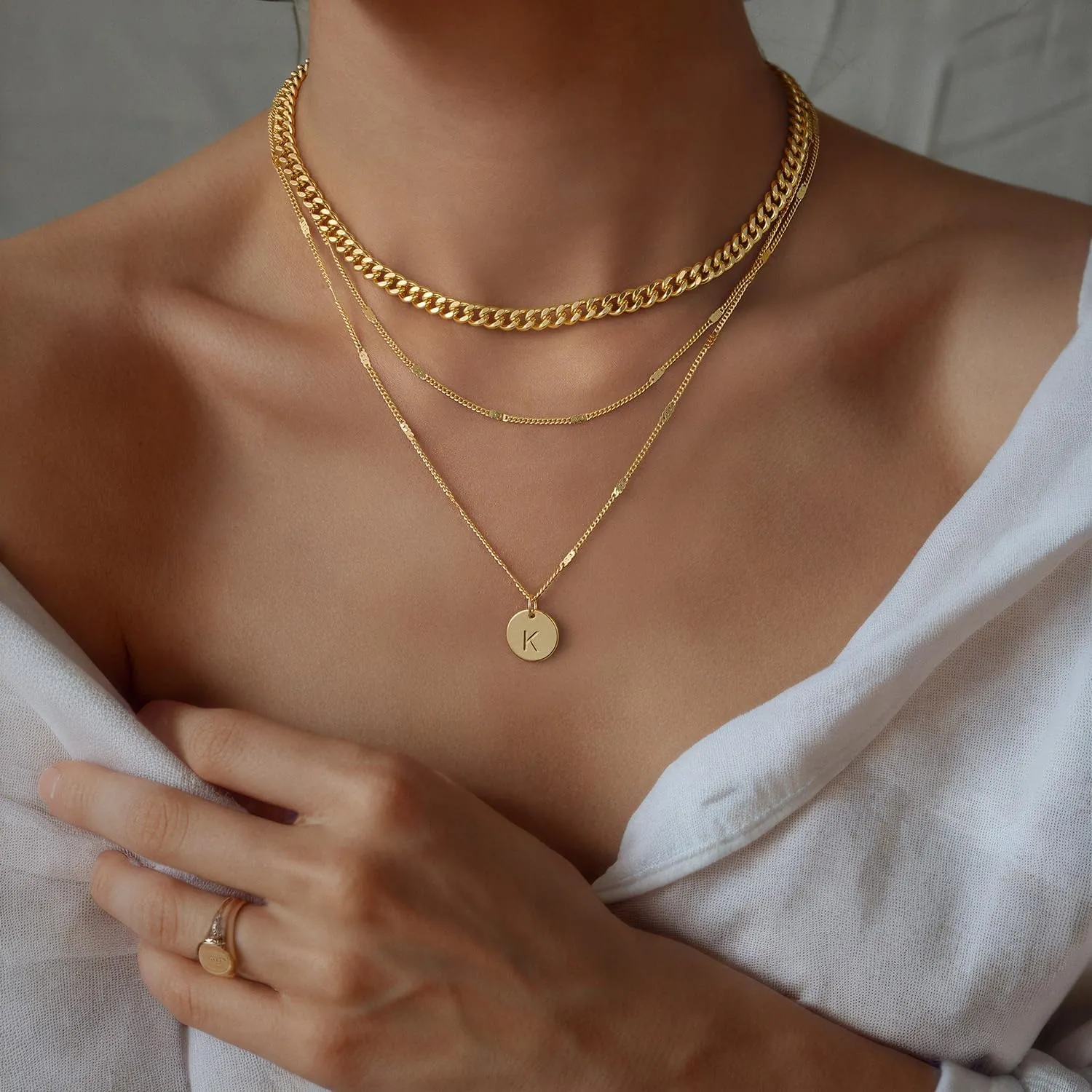 Layered Initial Necklaces for Women 14K Gold Plated Letter A-Z Pendant Necklace Cute Choker Necklace for Women Stackable Necklaces Name Necklaces Jewelry Gifts for Women Trendy