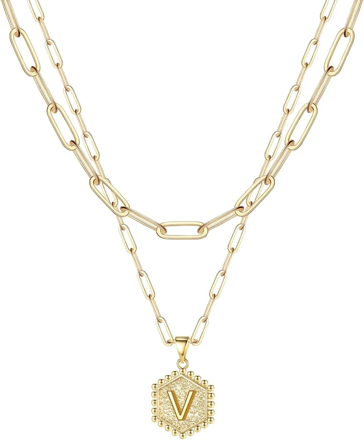 Layered Necklaces for Women Dainty Gold Necklace for Women,Gold Plated Stackable Layering Chains Initial Letter Pendants Christmas Jewelry Gifts for Her Gold Plated Sterling Silver