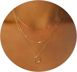 Layered Necklaces for Women Stack Dainty Cross Necklace Circle Paperclip Pearl Pendant Chain Necklaces Simple Jewelry Gift