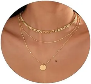 Layered Necklaces for Women Stack Dainty Cross Necklace Circle Paperclip Pearl Pendant Chain Necklaces Simple Jewelry Gift