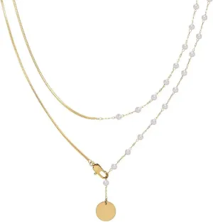 Layered Pearl Necklaces for Women 18K Gold Plated Dainty Pearl Choker Necklaces Trendy Jewelry Gifts for Women.