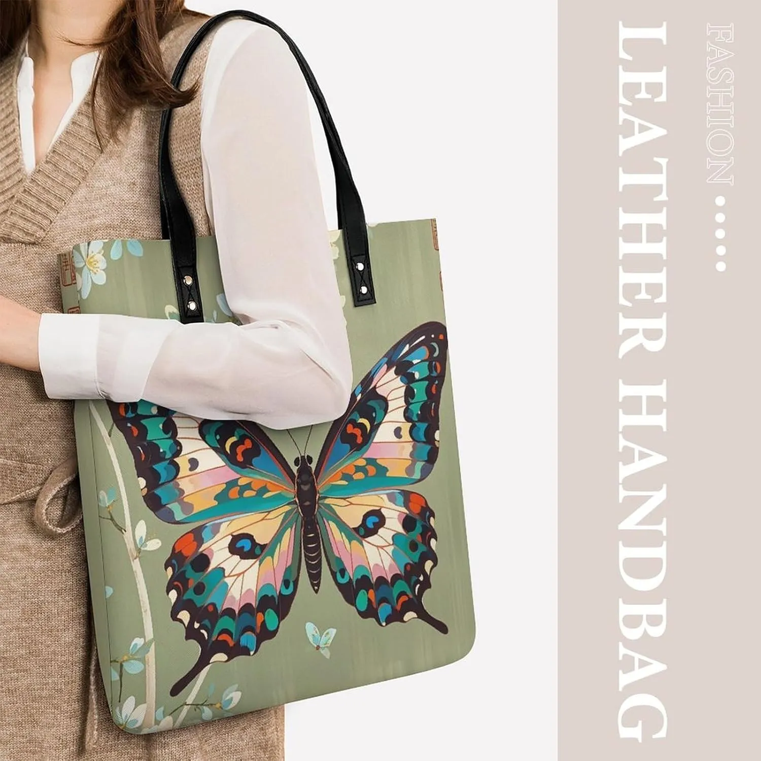 Leather Handbag for Women Tote Bag with Magnetic Buckle Flag of Mexico Crossbody Bag Shoulder Bags