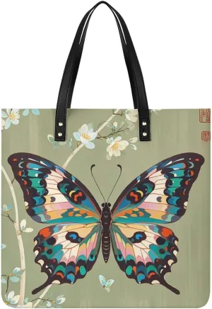 Leather Handbag for Women Tote Bag with Magnetic Buckle Flag of Mexico Crossbody Bag Shoulder Bags