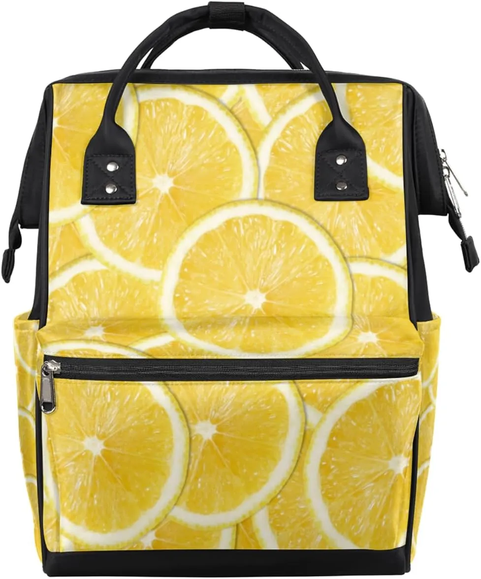 Lemon Lemon Diaper Bag Tote Large Capacity Waterproof with Adjustable Shoulder Strap and Pram Straps Mommy Bag for Hospital Beach Weekender Travel