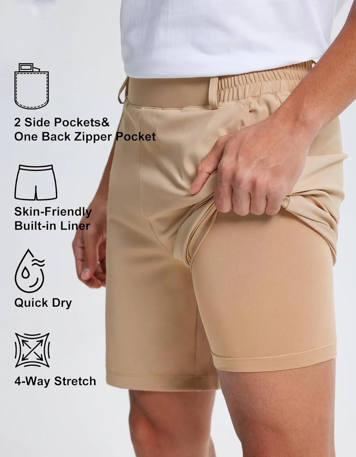 Libin Men's 7" Golf Shorts Athletic Workout Shorts with Liner Gym Running Casual Shorts