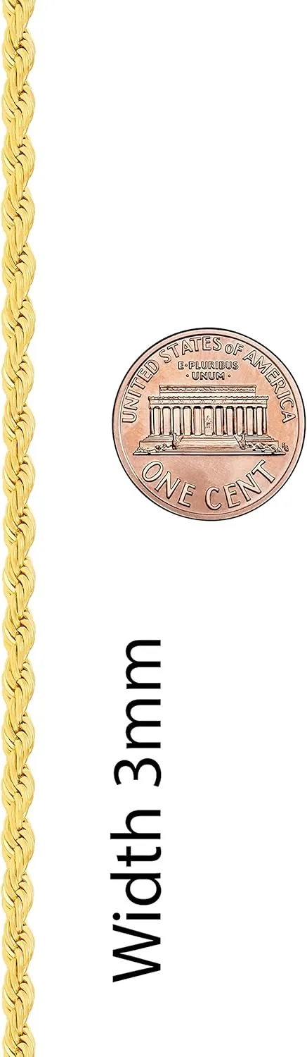 LIFETIME JEWELRY 24k Gold Plated 3mm Gold Rope Chain for Men & Women Diamond Cut Gold Chain Necklace Women & Necklace for Men 14 to 36 Inch