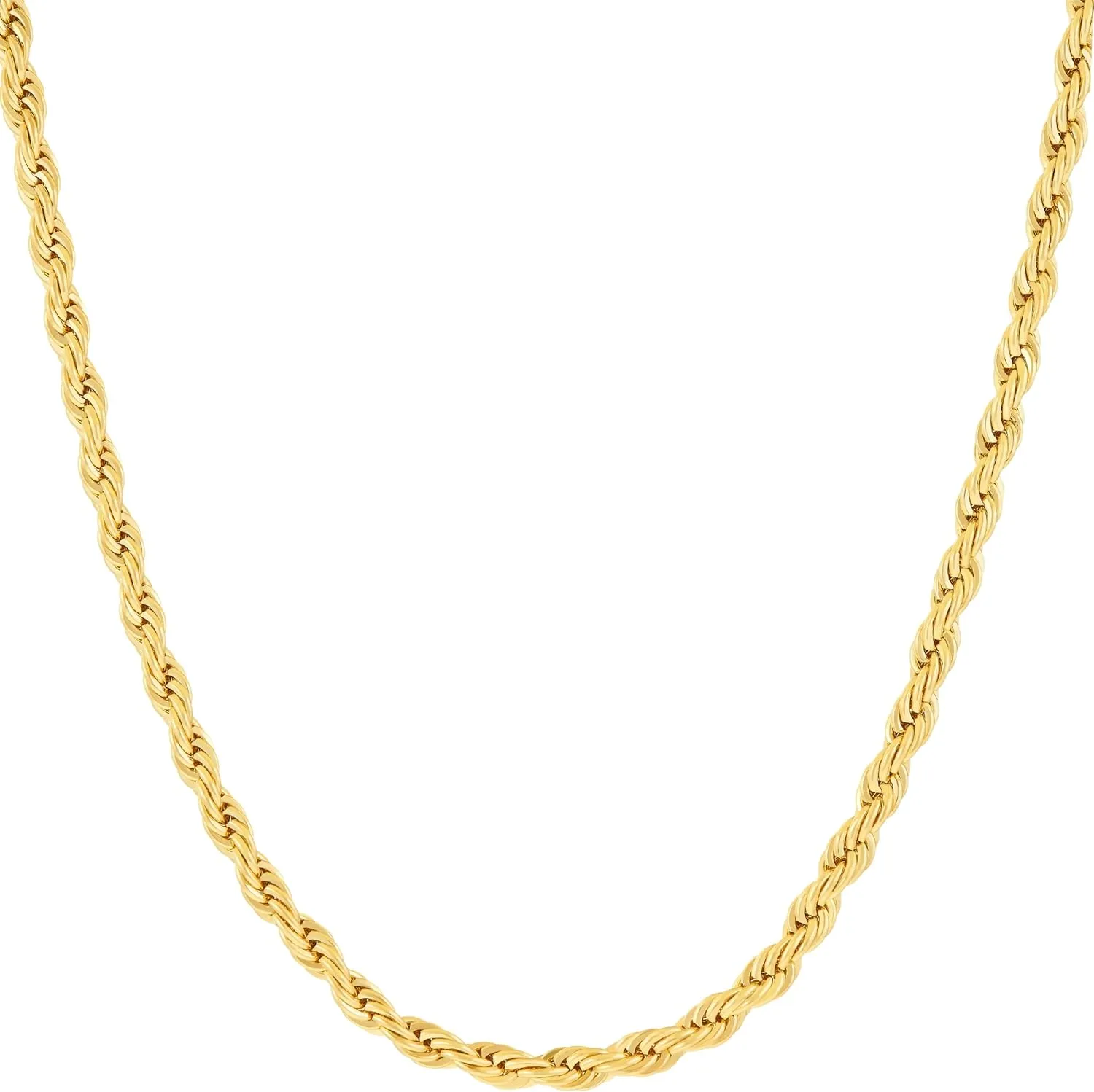 LIFETIME JEWELRY 24k Gold Plated 3mm Gold Rope Chain for Men & Women Diamond Cut Gold Chain Necklace Women & Necklace for Men 14 to 36 Inch