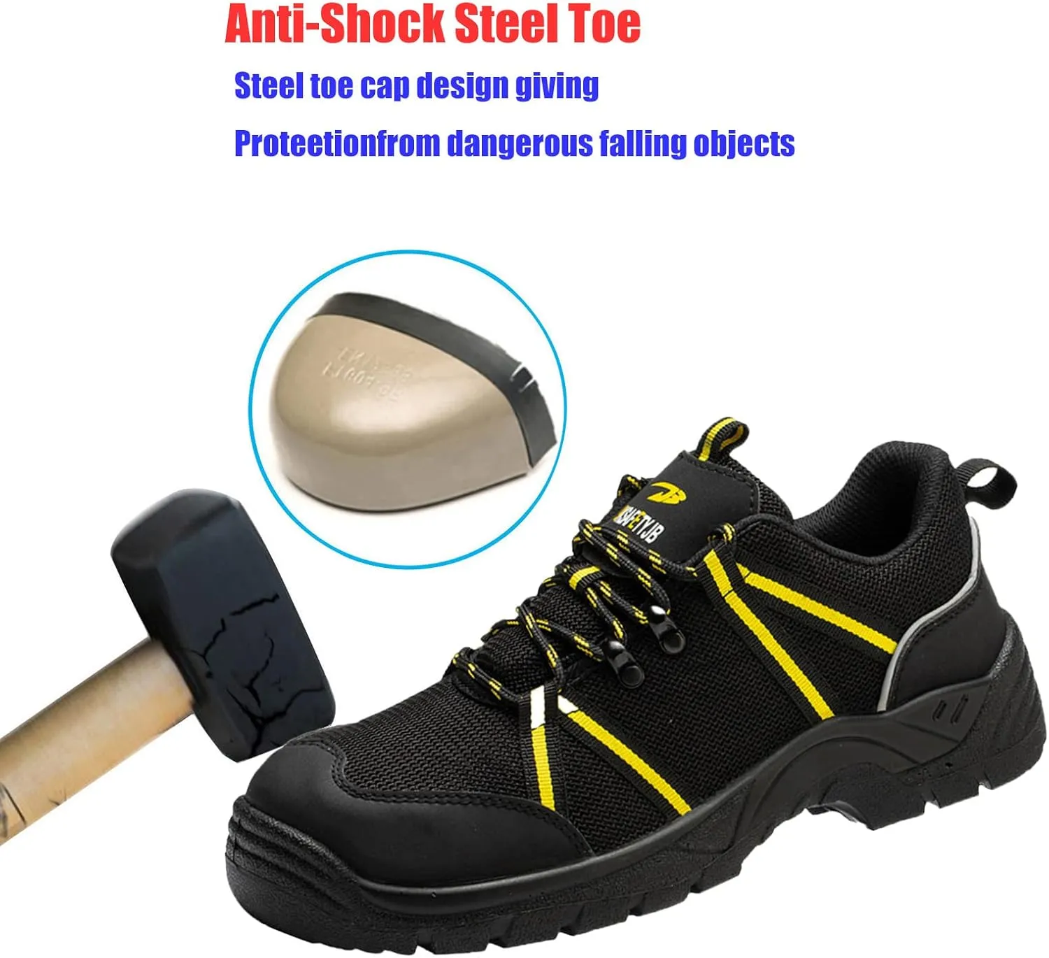 Lightweight Work Safety Sneakers,Work Shoes Provides a Comfortable, Breathable, Long-Term Foot Experience with Flying Woven Upper Material,