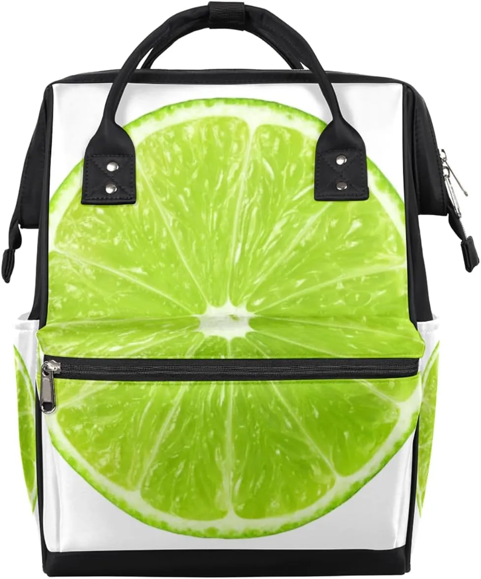 Lime Isolated Diaper Bag Tote Large Capacity Waterproof with Adjustable Shoulder Strap and Pram Straps Mommy Bag for Hospital Beach Weekender Travel